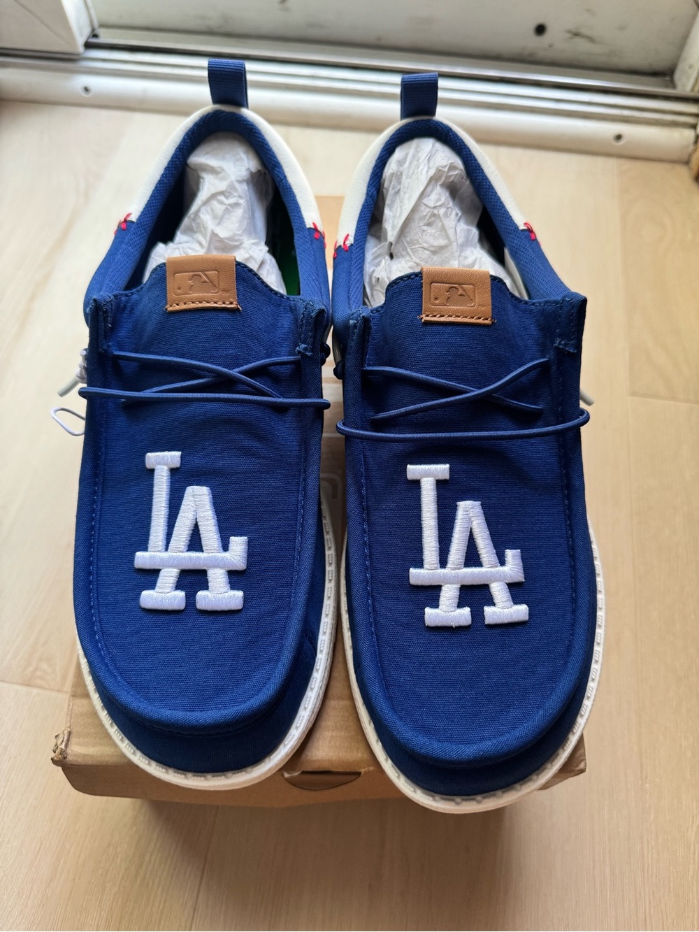 Hey Dude Royal Blue and White Wally Funk MLB Slip-On Sneakers